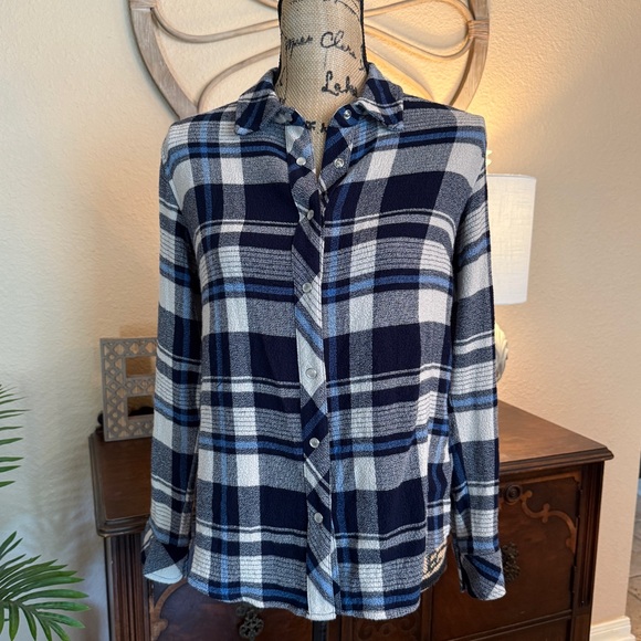 Idyllwind Miranda Lambert Blue and Cream Plaid Pearl Snap Up Shirt - Picture 1 of 11